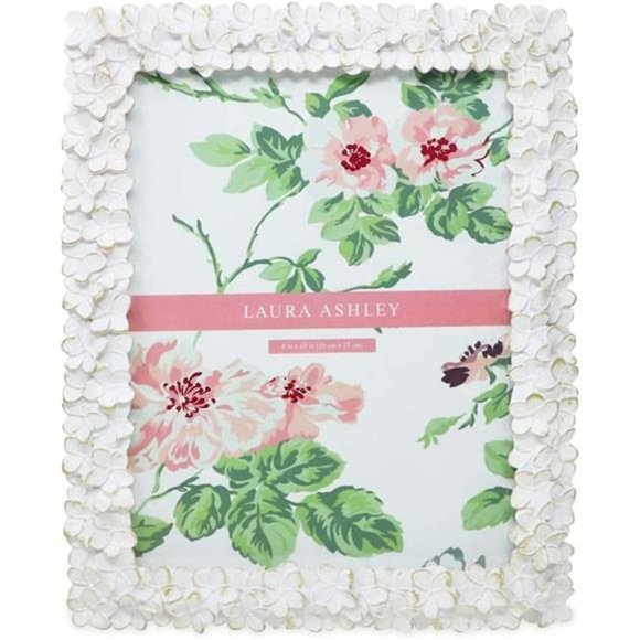 8x10 White & Gold Flower Textured Hand-Crafted Resin Picture Frame w/ Easel&Hook - Picture 3 of 7